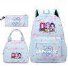 3Pcs/set Cartoon Kpop Printed Backpack Handbag Pencil Case for Teenger Student Girl Boy Schoolbag Bookbag Large Capacity Travel Bag Kid Gift
