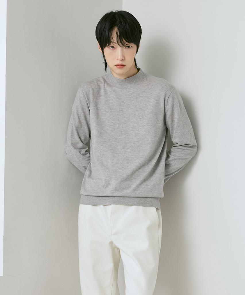 210EDIT Cashmere Blended Mock Turtleneck Knit [Melan Grey]_Zz4Sw011