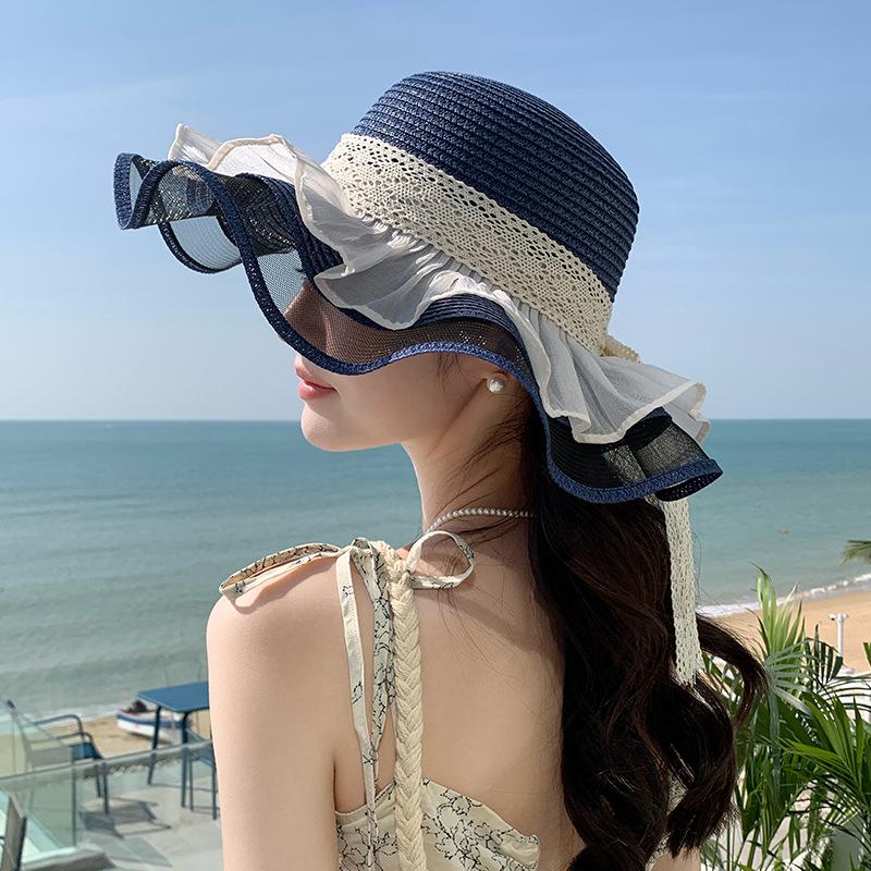 Hat Women Summer Mesh Straw Hat Internet Celebrity Beach Hat Vacation Travel Sun Hat Fashion Versatile