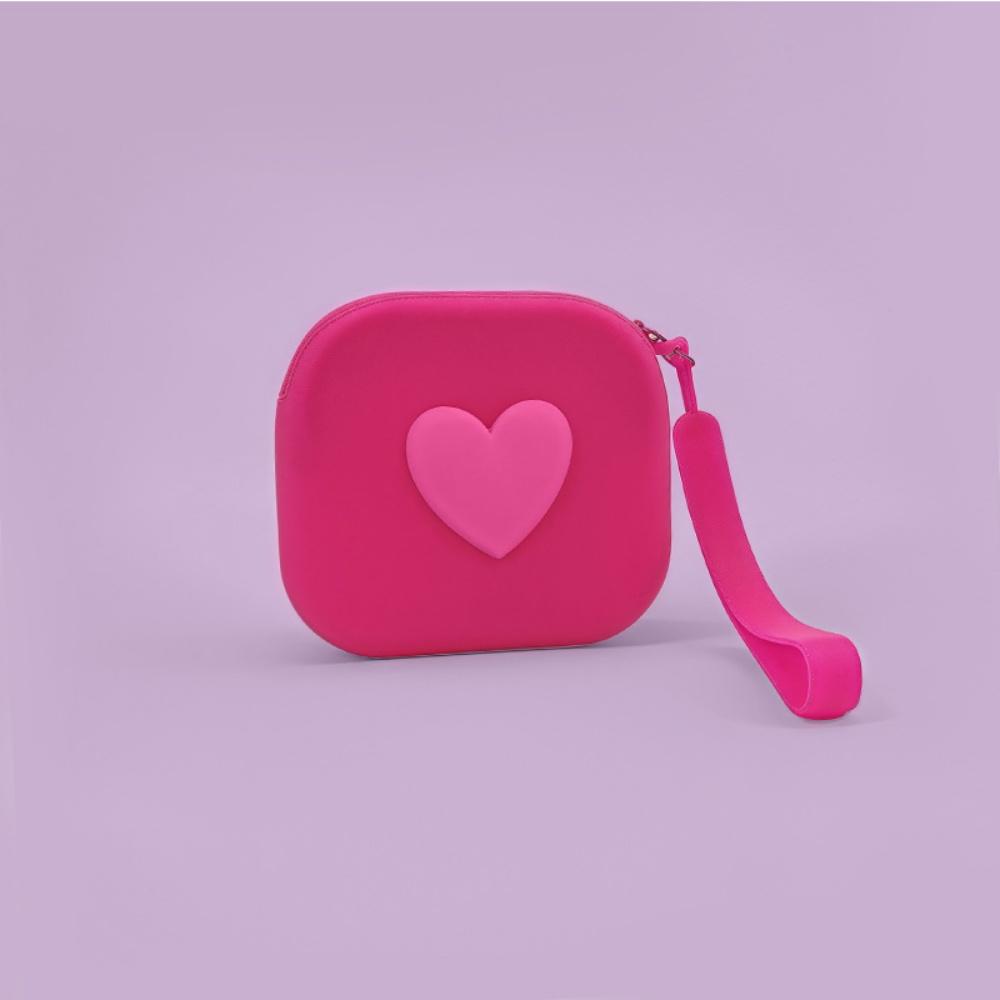 New Love Heart Storage Bag Silicone Coin Purse Wallet with Weaving Lanyard Portable Data Cable Earphone Organizer Key Pouch