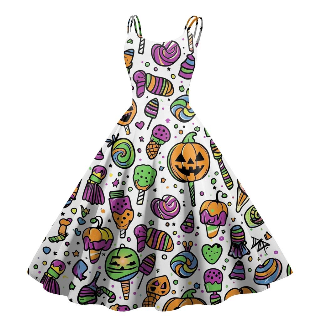 Dámské sexy šaty s potiskem Halloweenu, odhalující ramena, punkový vintage styl