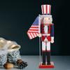 Nutcracker Soldier Statue 38cm Wooden Usa Flag American Nutcracker Traditional Christmas Decor for Shelves Tables Centerpiece