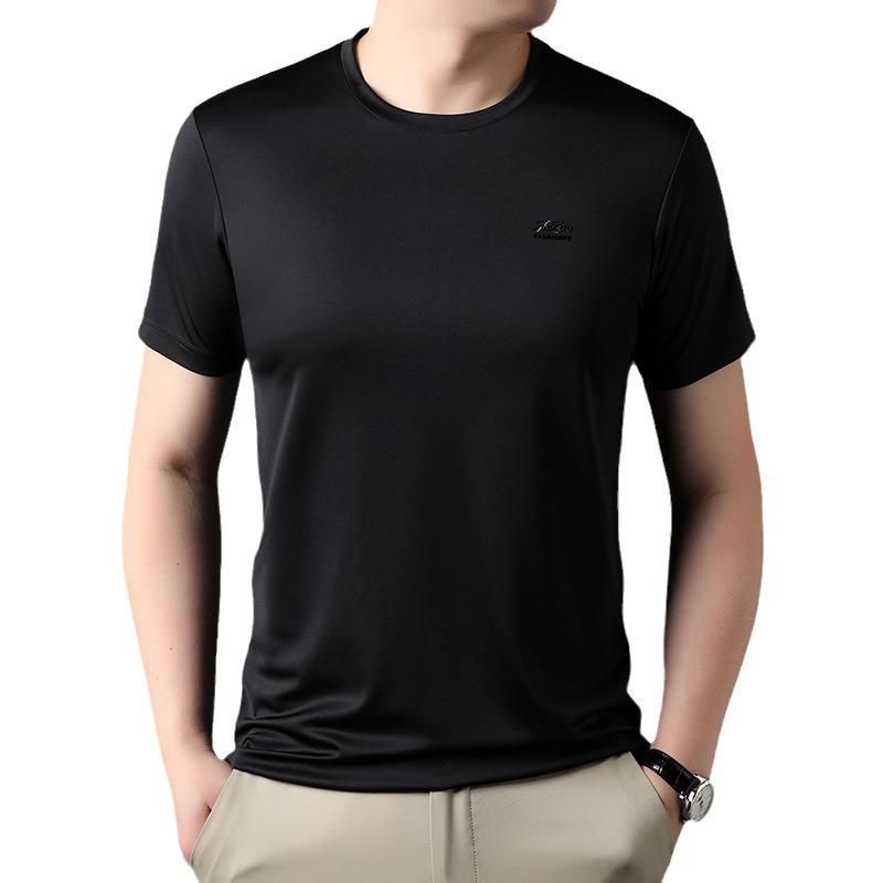 Summer Men's Round Neck Mulberry Silk Short-sleeved T-shirt Casual Half-sleeved T-shirt Men's New Bottoming Shirt T-shirt