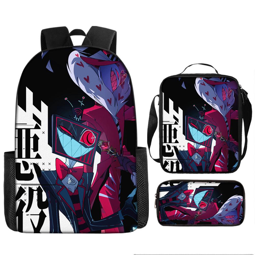 Hell Inn Hazbin Hotel Student Rugzak Cartoon Schooltas Drie Delige Set Rugzak Schoudertas Etui three-piece set