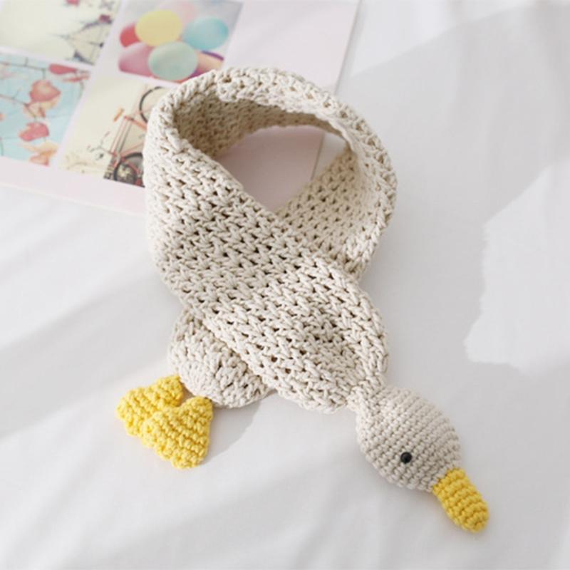 Handcrafts Cartoon Knit Scarf Cute Duck Designs Soft Woolen Scarves Wrap for Kids and Teens Winter Cozy Warm Neck Warmer
