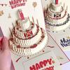 With Envelope 3D Happy Birthday Card Folding Birthday Cake Card Gift Message Cards  Birthday Party