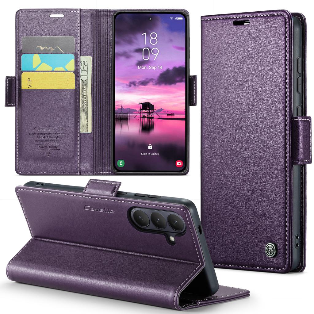 Luxury Magnetic Cards Solt Wallet Flip for Samsung S26 Ultra S25 Plus S24 S23 A36 A56 A17 A07 Kickstand Business Pocket Cover