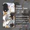 Aesthetic Flower Marble Texture Art Tempered Glass Phone Case for Huawei Nova 13 12 11 10 SE Mate 70 60 Pro+ P60 P50 P40 Covers