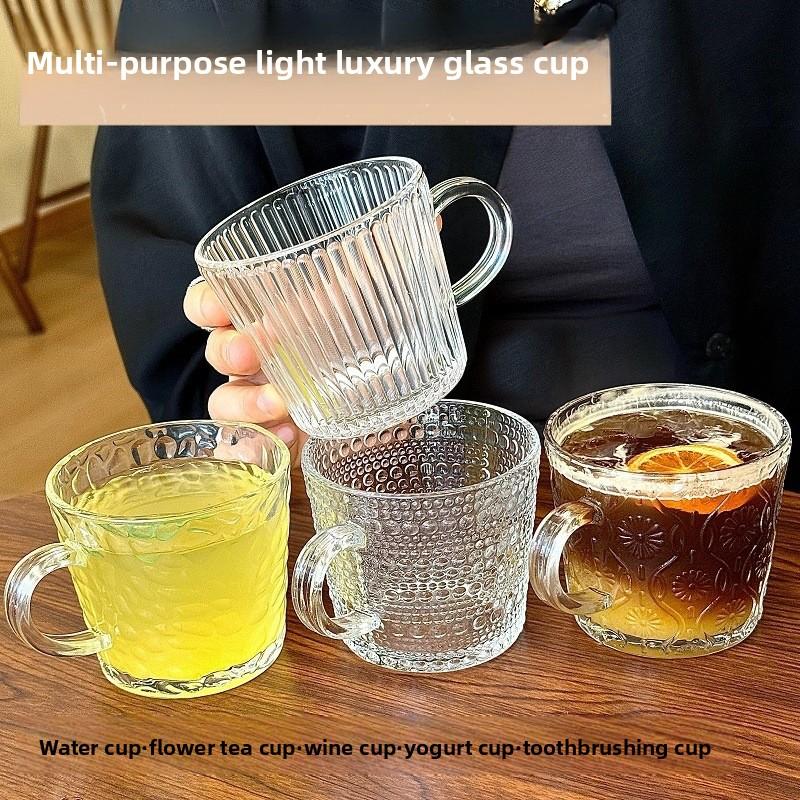 Multifunktionaler Luxus-Glasbecher, Haushalts-Frühstücksmilchbecher, Geprägter hochwertiger Kaffeetasse, Bar-Wein-Accessoires Whiskey-Glas
