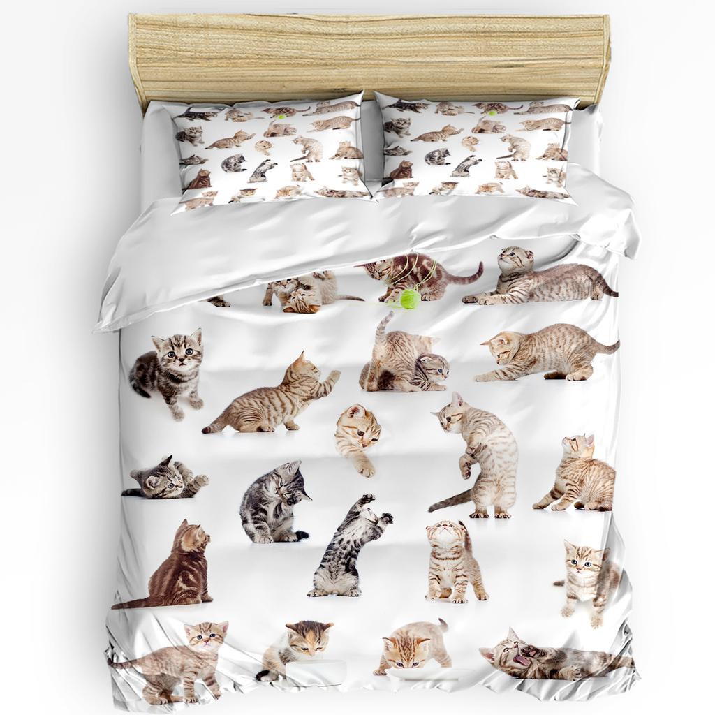 Animal Multi Color Cat Printed Comfort Duvet Cover Pillow Case Home Textile Quilt Cover Boy Kid Teen Girl 3pcs Bedding Set
