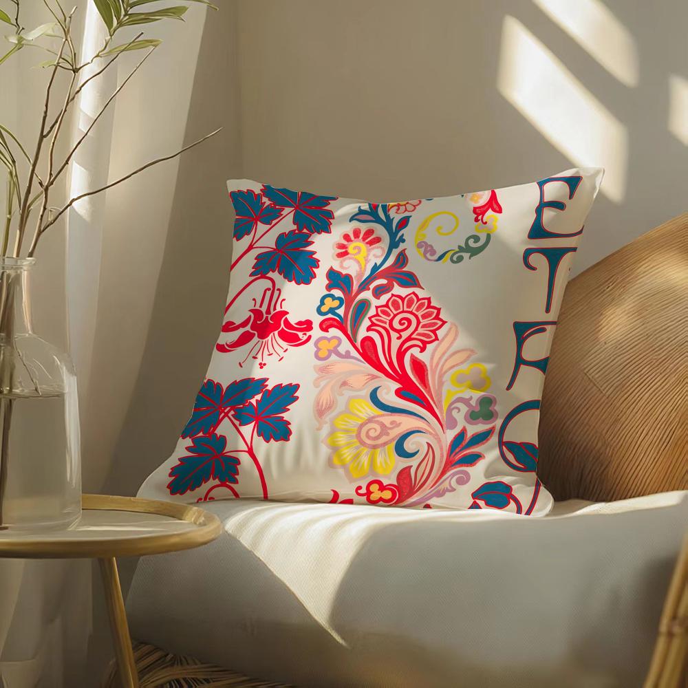 Cashew Nut Flower Pattern Natural Etro Pillow Case DoubleSided Plush Sofa Cushion Covers Organic Breathable Invisible Zipper