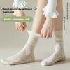 5 Paare Damen Frühling/Sommer Mittelhohe Socken Prinzessin Wind Spitze Spitze Frotteesocken Feuchtigkeitstransport Schweißatmungsaktive Netzsocken