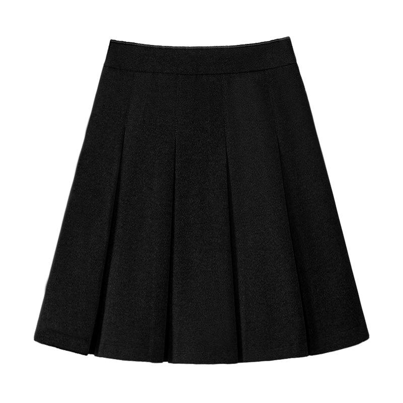 Women's High Waist Gray Wool Pleated Midi Skirt - Autumn/Winter Korean A-Line Style
