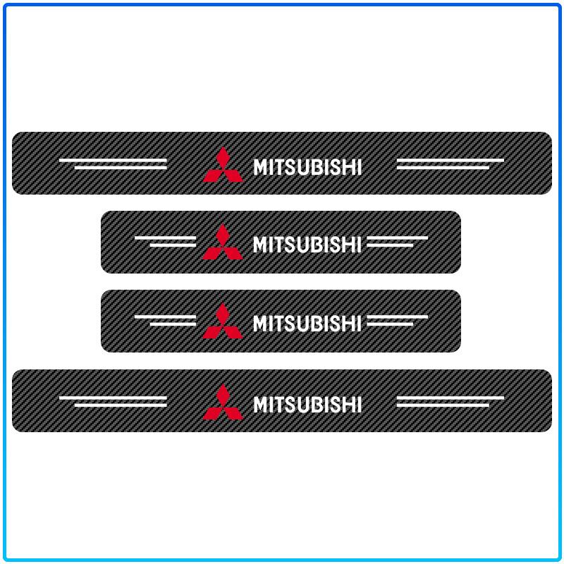 4Pcs Carbon Fiber Car Door Sill Protection Sticker Anti-scratch Refit For Mitsubishi Lancer 7 8 I200 Pajero Montero Sport Outlander ASX Mirage Eclipse