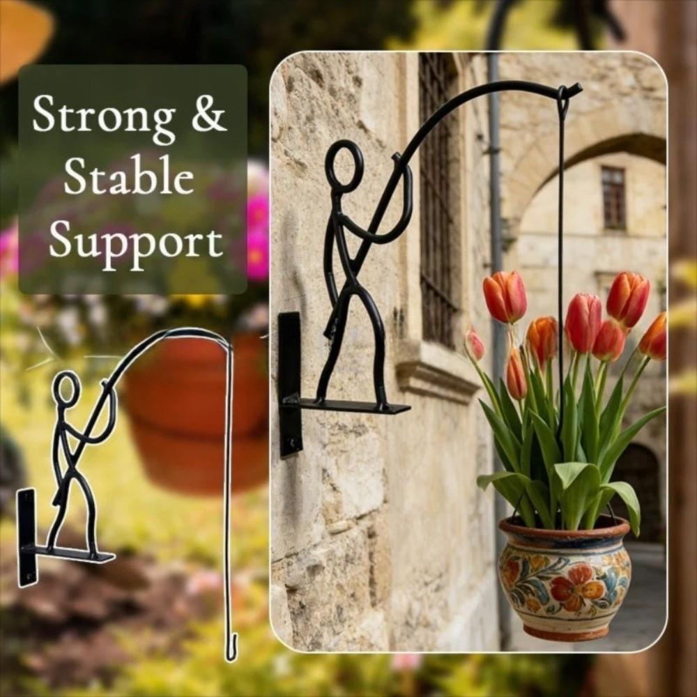 Multifunctional Fisherman Wall Planter Holder Abstract Shape Clean Lines Wall Hooks