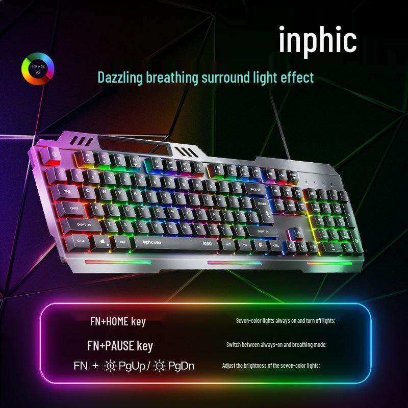 Inphic K2 Wired Keyboard & Mouse Set: Silent, Ergonomic Design for Office & Gaming.