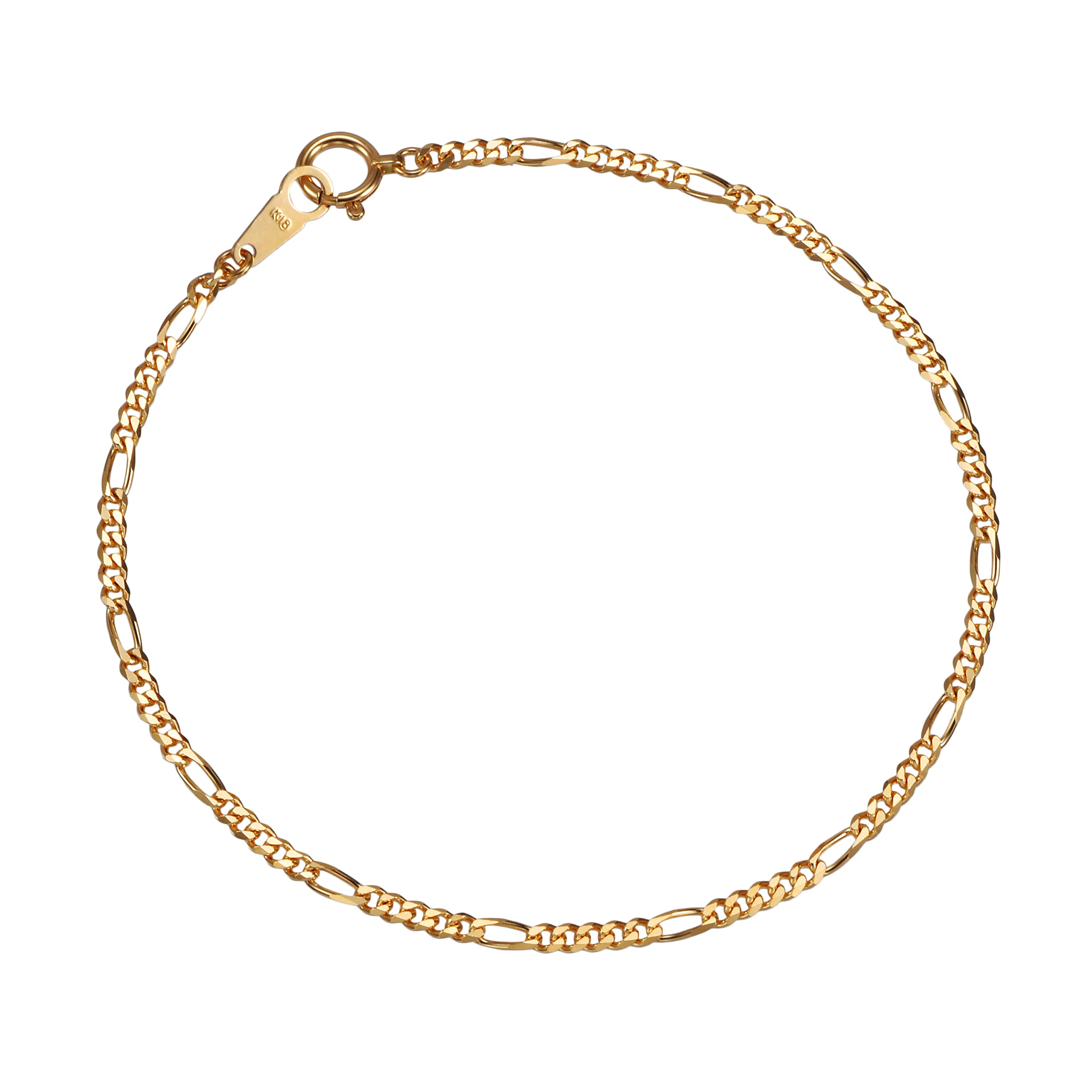 

K18 18K Gold Figaro Chain Anklet Width Selectable Size Pull Ring Unisex Chain Size 24cm [Speranza] 2.1mm золотий