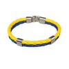 Wielowarstwowa bransoletka ze skóry PU z blokami kolorów niebieskiego i żółtego oraz klamrą z flagą Ukrainy