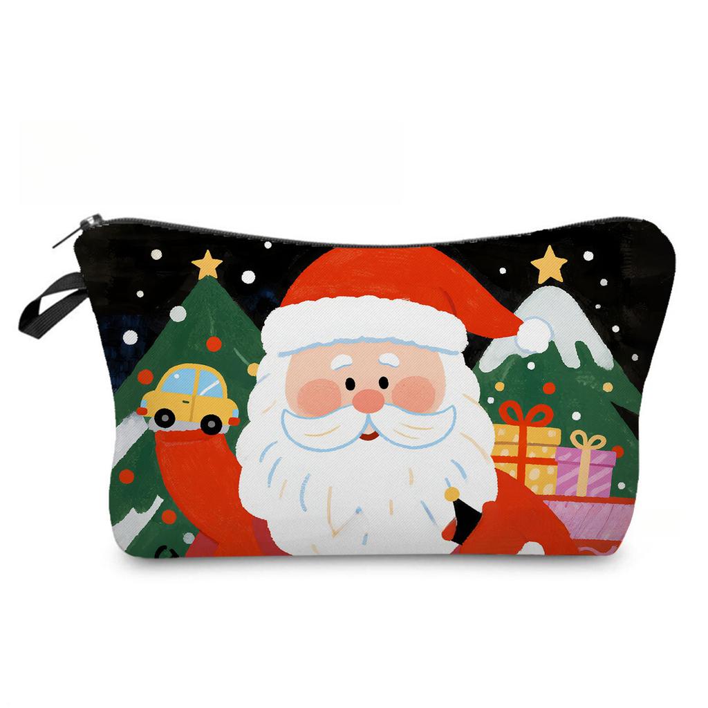 Women Santa Claus Print Cosmetic Bag Toiletries Organize Travel Storage Case 6866 KTB