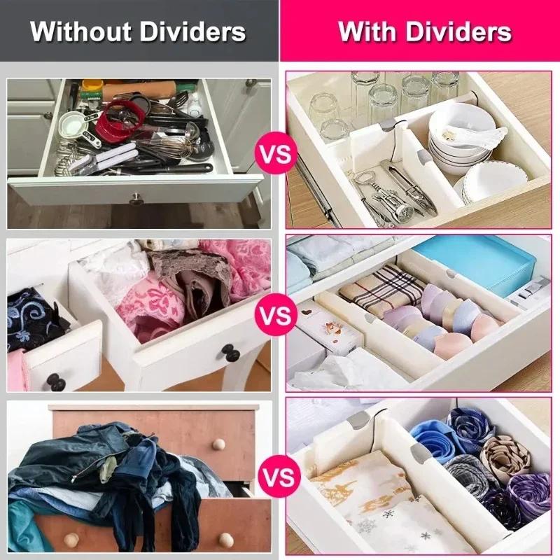 4 Pack Drawer Dividers Organizer Adjustable Storage Retractable Drawer Partition Holder Household Clapboard Kitchen Organizer