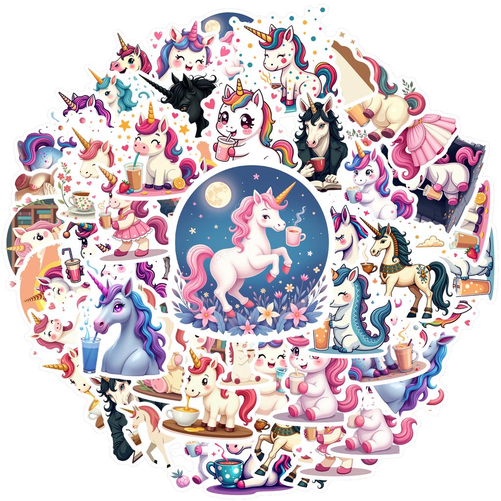35-150pcs Unicorn Stickers Cute Pony Graffiti Sticker Kawaii Animal Stationery Sticker Decals Classroom Learning Rewards