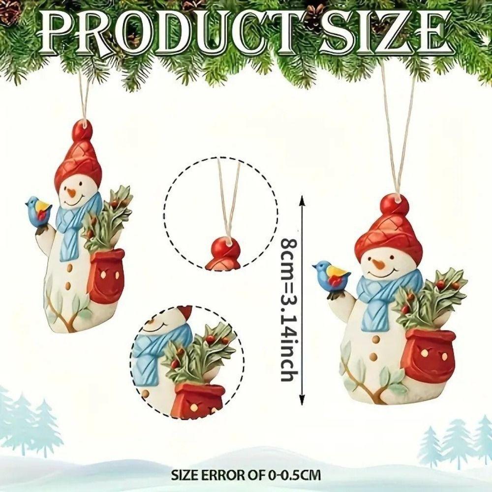18Pcs with Lanyard Wooden Snowman Pendant Christmas Tree Decorations Christmas Tree Decor