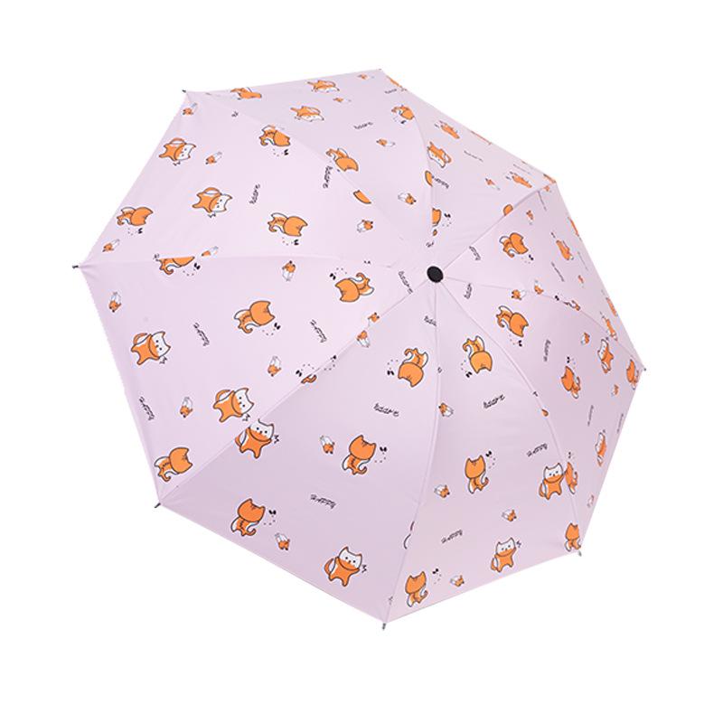 Parasol con Logo Personalizado Paraguas Plegable de Dibujos Animados - Doble Uso, Anti-UV, Para Lluvia o Sol