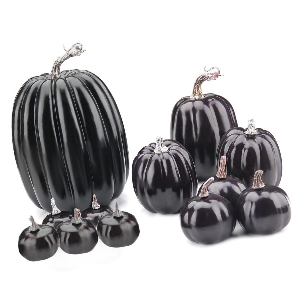 14pcs Artificial Pumpkin Black Foam Creative Lightweight Reusable Decorative Pumpkin for Ornament