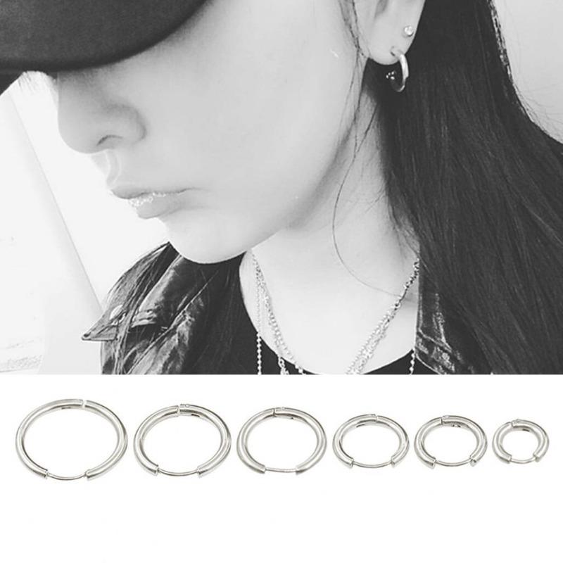 1 Paar Edelstahl Mode Punk Unisex Ohr Hoop Kreis Ohrringe Schmuck Geschenk