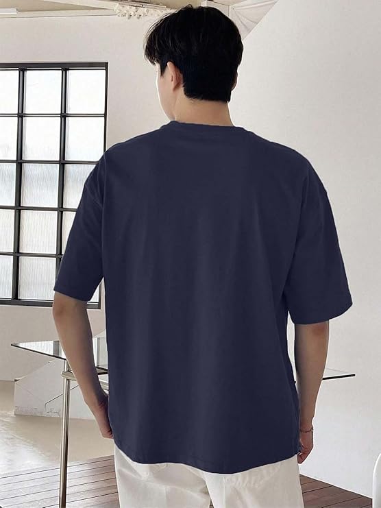 Herren Halbarm Rundhals Baumwollmischung Grafikdruck Oversized T-Shirt für Mann