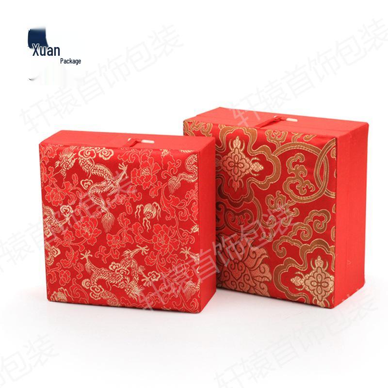Large Red Brocade Box for Jewelry, Gemstones, Calligraphy, Paintings, Books, and Collections