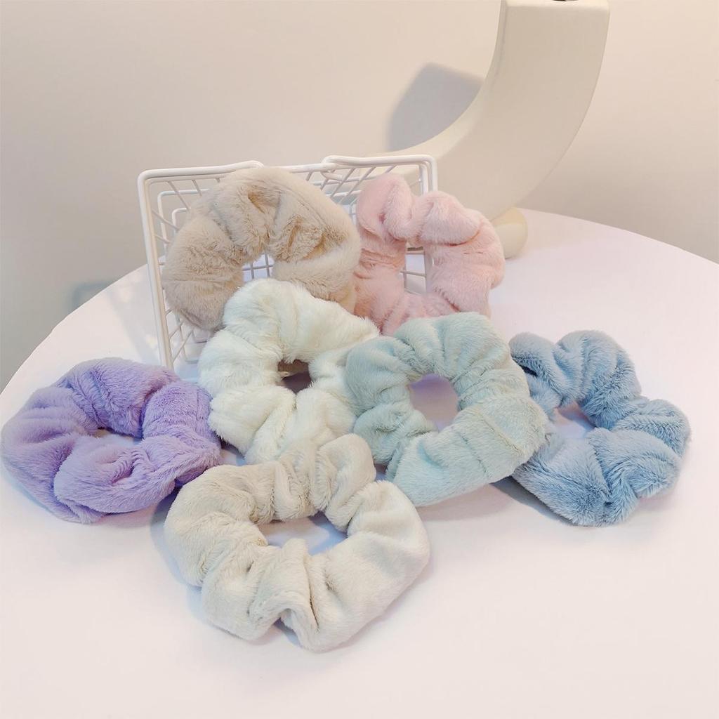 3pcs Solid Plush Large Intestine Hair Loop Scrunchies for Women Elasticity Hair Loops Fashion Hair Accessories