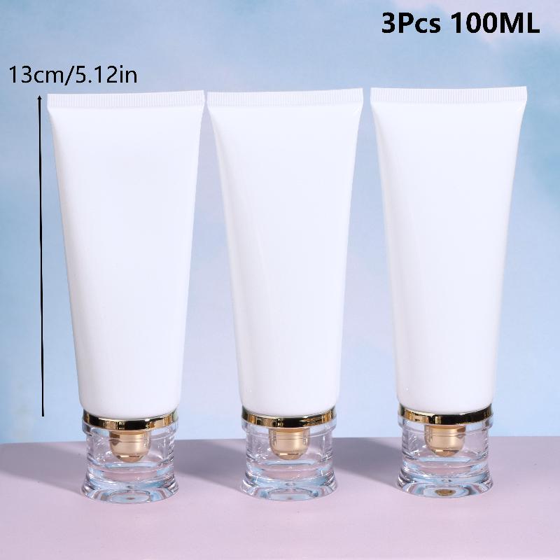 3Pcs 50/100Ml White Empty Cosmetic Squeeze Tubes Travel Dispensing Tubes Refillable Containers For Lotion Cream Facial Cleaner