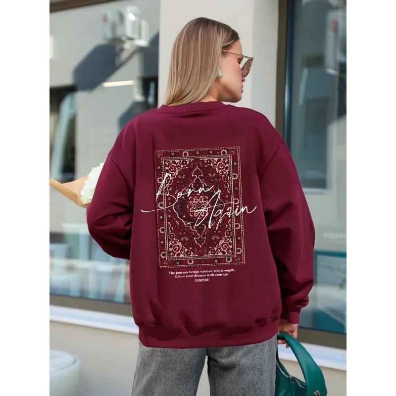 European & American Retro Ins-Style Loose Round Neck Sweatshirt for Women - Autumn/Winter Fashion.