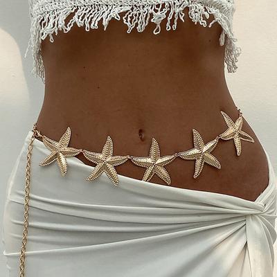 Gold Color Starfish Waist Chain Minimalist Beads Belly Chain Creative Bohemian Body Chain  Girls
