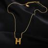 Women H Letter Titanium Steel Clavicle Sweater Necklace Fashion Daily Jewelry