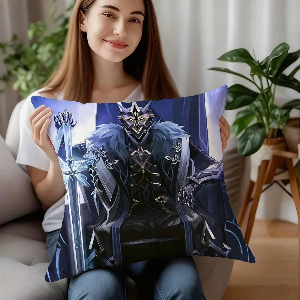Genshin Impact Capitano Thrain Pillow Case Short Plush Double-sided Print Square Throw Pillow Covers Sofa Home Cushion Decor