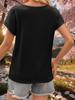 Womens Hollow Out Lace Top Crew Neck Short Sleeve Loose Dressy Summer Shirt