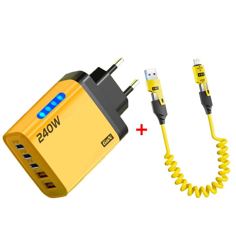 Carregador Rápido PD 240W Quick Charge 3.0 Adaptador Carregador de Telefone Tipo C Carregamento Rápido Adaptador de Parede
