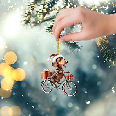 New Acrylic Acrylic Dachshund Pendant 8cm Multicolor Car Mirrors Christmas Decorations