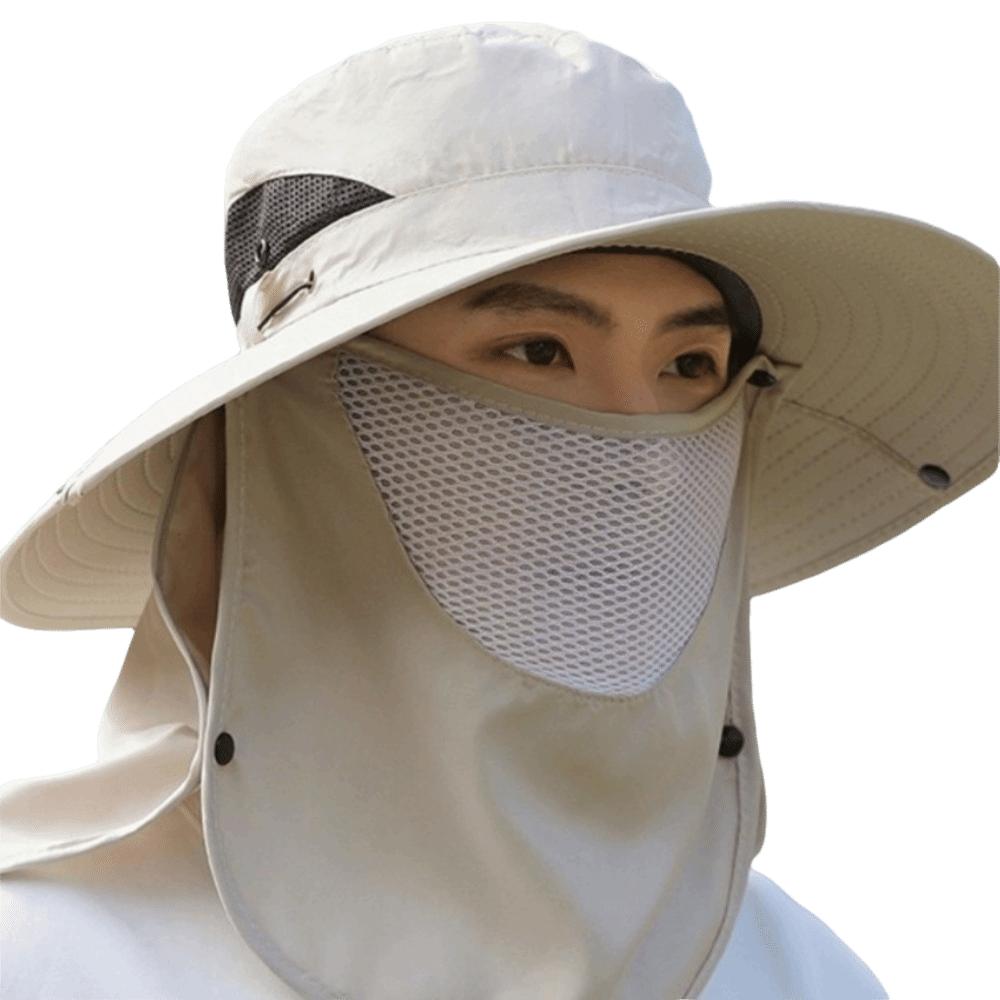Windproof Neck Flap Bucket Hat Cooling Fan Hat for 3.7 V 500 mAh Lithium Battery Outdoor