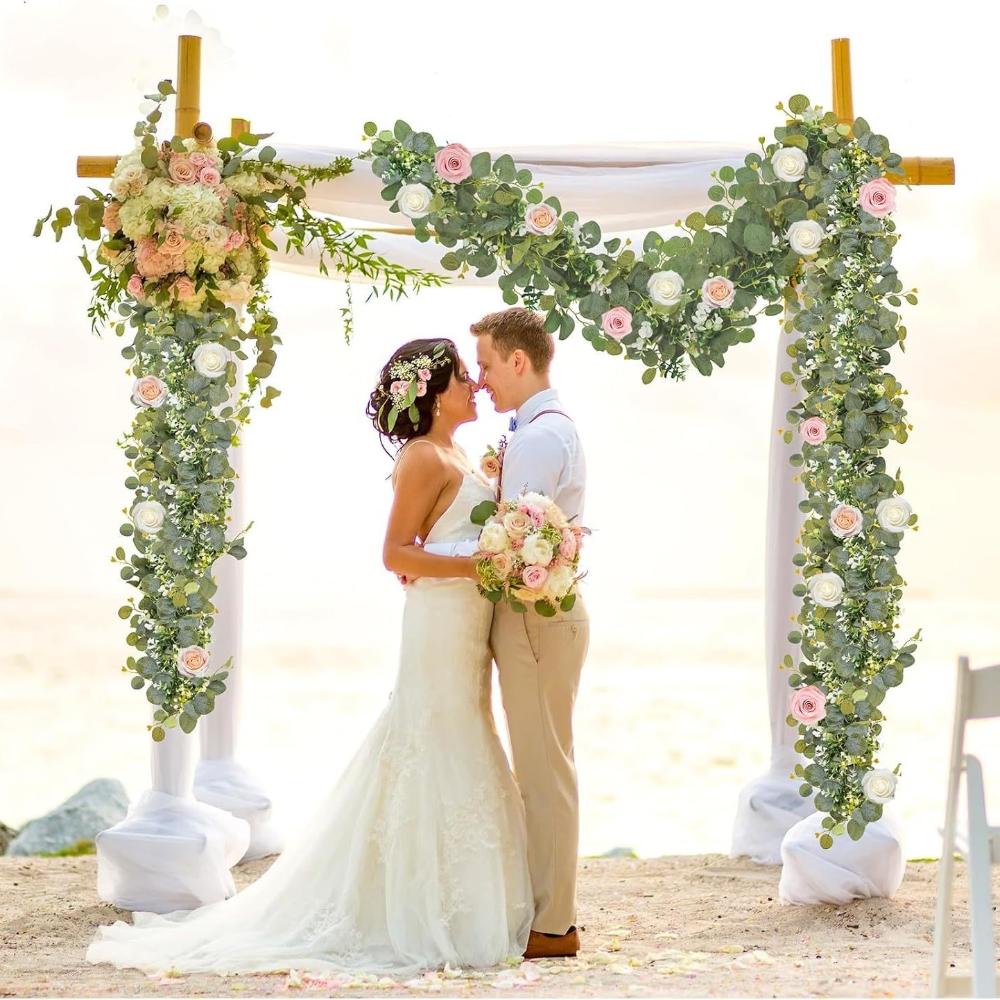 Greenery Garland Silk Artificial Spring Vines Eucalyptus Garland Handcrafted Artificial Eucalyptus Leaves For Wedding Home Decor