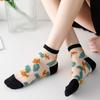 Floral Short Socks for Women In Summer Thin Design with Floral and Leaf Patterns Low Cut and Shallow Mouth Crystal Silk Glass Stockings