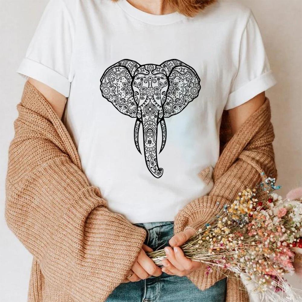 Elephant 3D Printed Pattern Women's T-shirt Casual Loose Round Neck Short-sleeved Fashion Y2K Women's Top