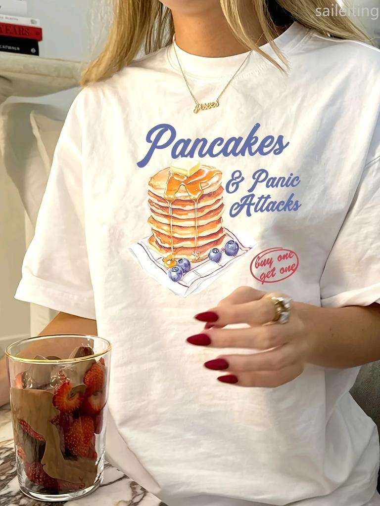 Camiseta estampada con cuello redondoTop estampado informal Vintage para mujer ropa de Unisexga Harajuku camisetas de calle