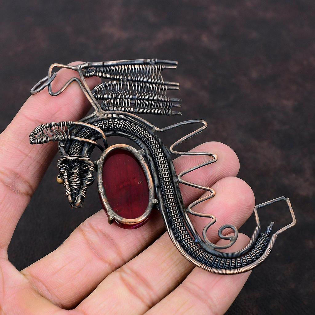 Red Fire Labradorite Pendant Copper Wire Wrapped Pendant Handmade Brand New Jewelry Gemstone Dragon Pendant Copper Wire Jewelry Gift For Mom
