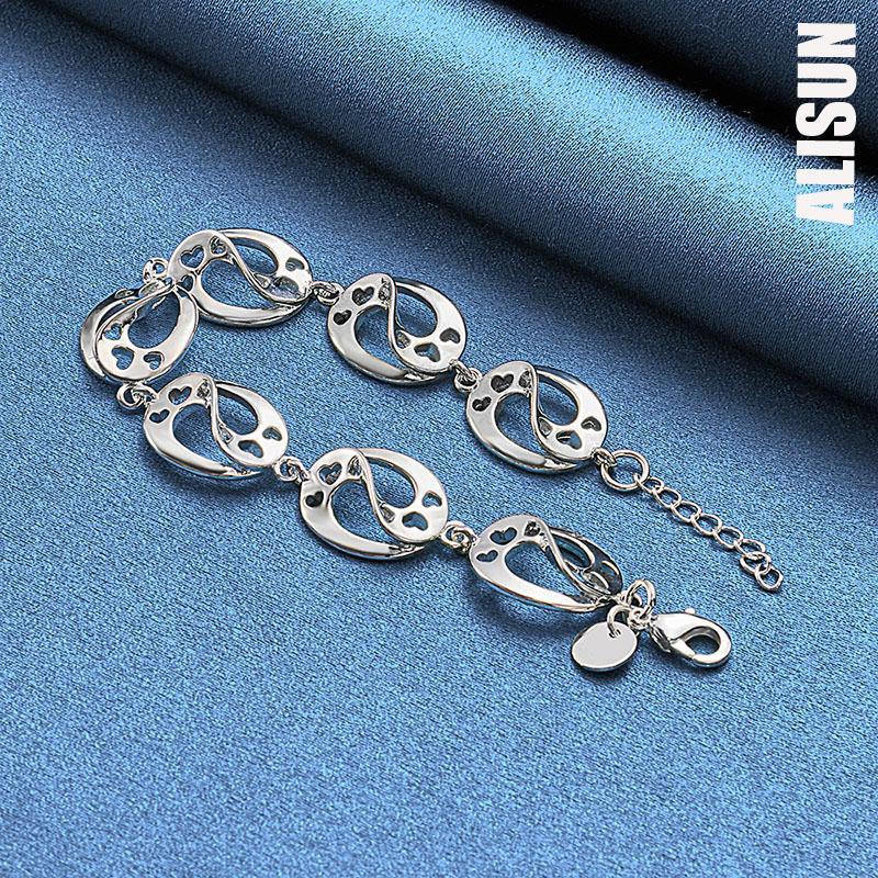 925 Sterling Silver Heart Bracelet Fashionable Wedding Jewelry