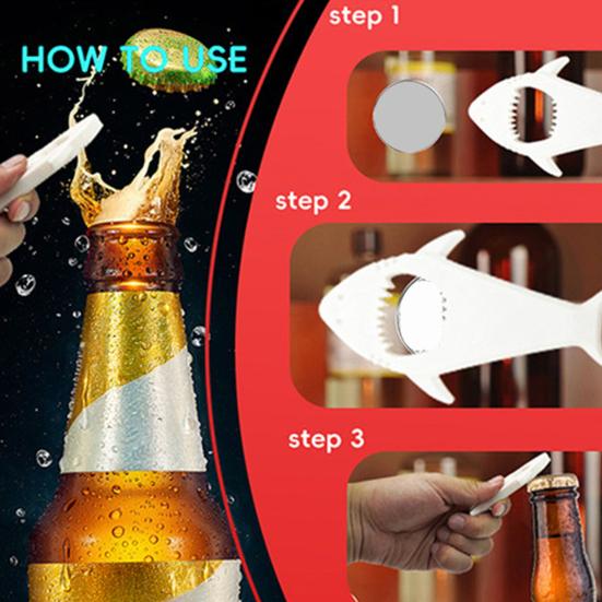 Yousheng Hai Flaschenöffner für Kühlschrank Tragbarer Kunststoff Bieröffner Niedliche Hai-Form Soda Dosenöffner für Barkeeper Reisende