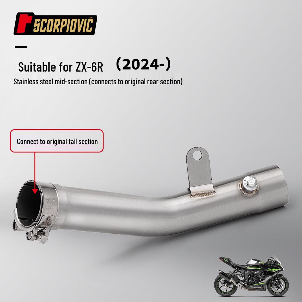 ZX6R Motorcycles: Stainless Steel Front & Mid-Section Exhaust Pipe for Mid-Section Connection To Original Exhaust.