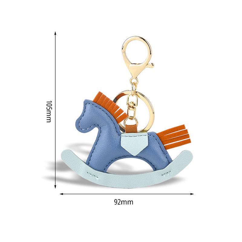Innocent & Cute Rocking Horse Keychain: Creative Couple's Cartoon Cotton-Filled Decoration for Bags